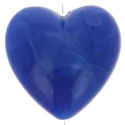 Cuentas - Perle coeur 17x18 mm en résine opaque - Bleu royal marbré x1 Perle coeur 17x18 mm en résine opaque - Bleu royal marbré x1