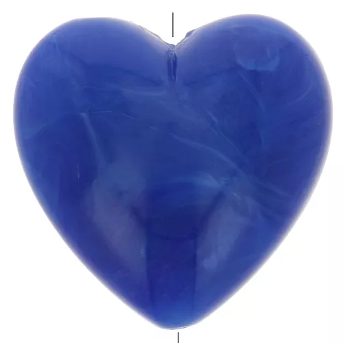 Cuenta corazón de resina opaca 17x18 mm - Azul real jaspeado x1