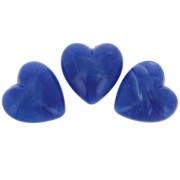Cuenta corazón de resina opaca 17x18 mm - Azul real jaspeado x1