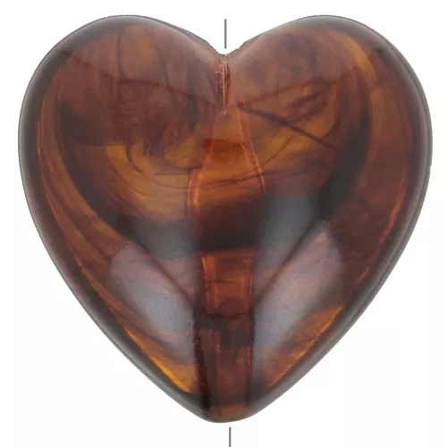 Cuenta corazón de resina translúcida 17x18 mm - Ámbar jaspeado x1