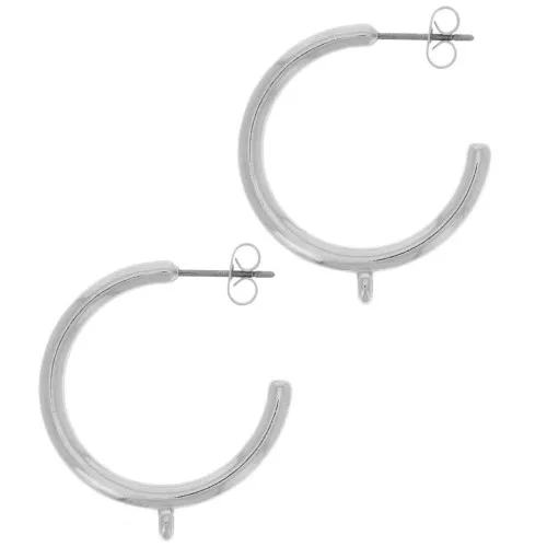 Pendientes de aro abierto 26 mm con anilla cerrada - Plateado fino x2