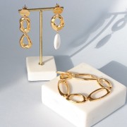 Pendientes redondos irregulares martillados 14 mm - Plateado fino x2