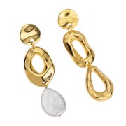 Entrepieza oval irregular martillado 26,5x15 mm - Plateado fino x1