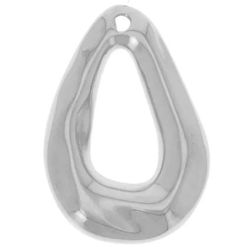 Colgante gota abombada martillada 25,5x18 mm - Plateado fino x1