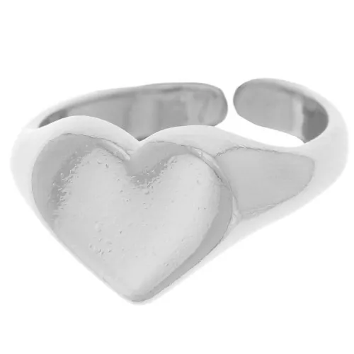 Anillo en forma de corazón - Talla 53 - Plateado fino x1