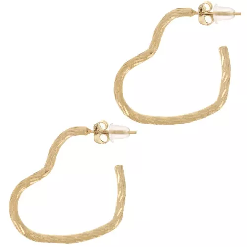Aro en forma de corazón 28x23 mm - Efecto diamante - Acero inoxidable 316L dorado x2