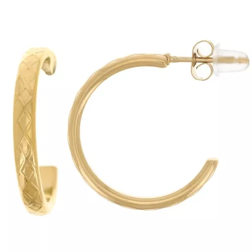 Soportes abiertos de 21 mm de ancho - efecto trenzado - Acero inoxidable 316L dorado x2