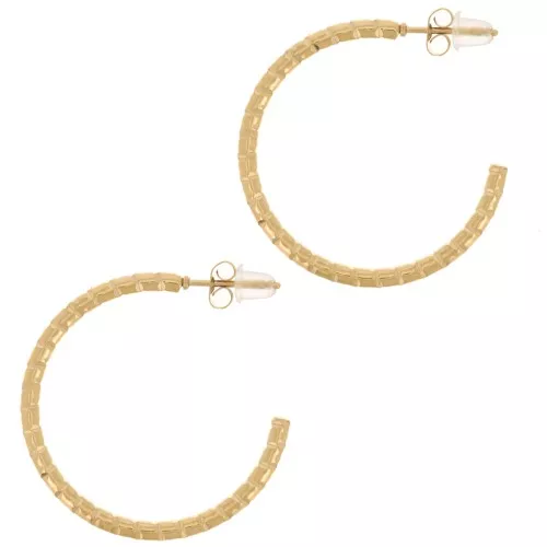 Aros redondos abiertos efecto martillado 30 mm - Acero inoxidable 316L dorado x2