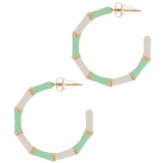 Pendientes de aro efecto bambú 30mm con resina epoxi - Acero inoxidable 316L dorado - Menta x2|raw }}