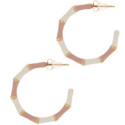 Pendientes de aro efecto bambú 30mm con resina epoxi - Acero inoxidable 316L dorado - Rosa x2|raw }}