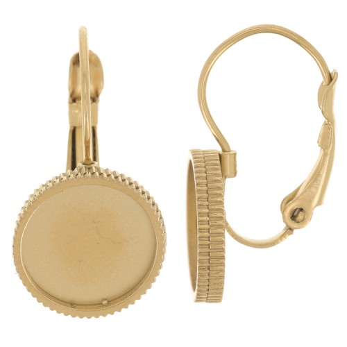 Ganchos pendientes de 21 mm para cabujones de 10 mm - Acero inoxidable 304 Dorado x2