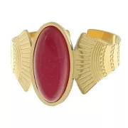 Anillo étnico - Ágata roja T52-58 - Acero inoxidable 316L dorado x1