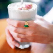 Anillo piedra étnica Ágata verde T.52-58 - Acero inoxidable 316L Dorado x1