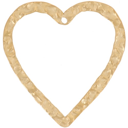 Colgantes corazón hueco martillado 27x26 mm - Acero inoxidable 316L dorado x2