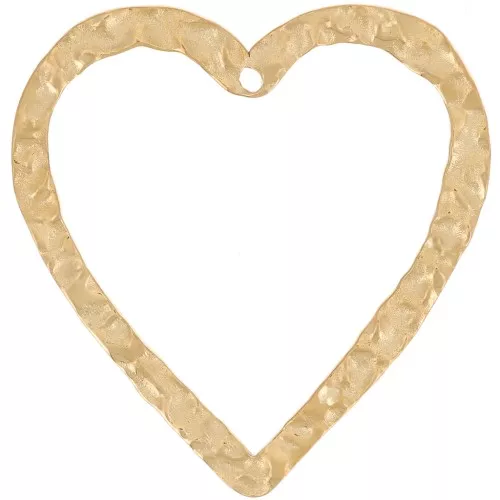 Colgantes corazón hueco martillado 27x26 mm - Acero inoxidable 316L dorado x2