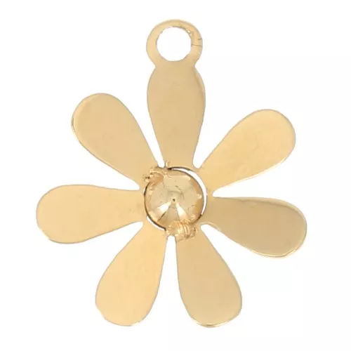 Dije de flor de 9 mm - Acero inoxidable 316L dorado x1