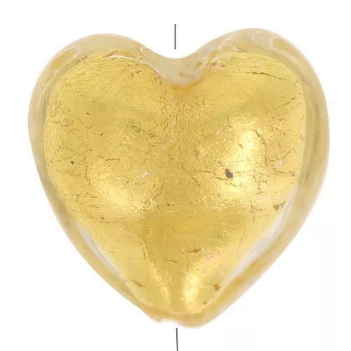 Cuenta corazón de Murano - 10 mm - cristal y hoja de oro x1