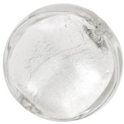 Cuenta de Murano abombada 15 mm cristal y hoja de plata x1|raw }}