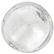 Cuenta de Murano abombada 15 mm cristal y hoja de plata x1