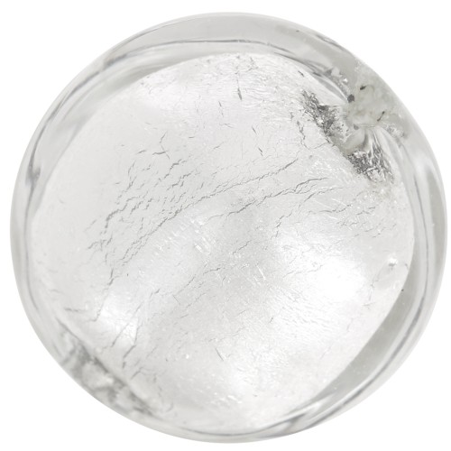 Cuenta de Murano abombada 15 mm cristal y hoja de plata x1