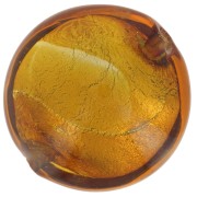 Cuenta de Murano abombada 15 mm Topacio y hoja de plata x1|raw }}