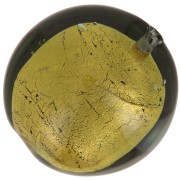 Cuenta de Murano abombada 15 mm Diamante oscuro y pan de oro x1