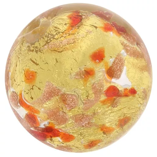 Cuenta redonda de Murano 10 mm Moteado rojo y pan de oro x1