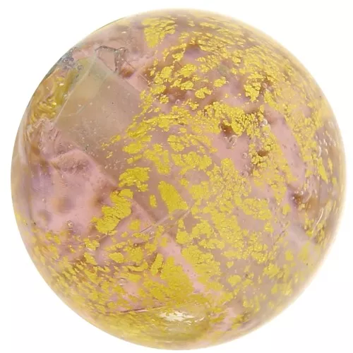 Cuenta redonda de Murano - Galaxia - 8 mm Light Amethyst y hoja de oro x1