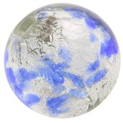 Cuenta redonda de Murano 8 mm Zafiro moteado azul y hoja de plata x1|raw }}