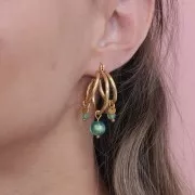 Cuenta redonda de Murano 8 mm Zafiro moteado azul y hoja de plata x1