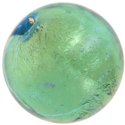 Cuenta redonda de Murano 6 mm Aguamarina y hoja de oro x1