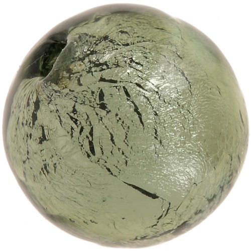 Cuenta Murano redonda 6 mm Diamante oscuro y hoja de plata x1