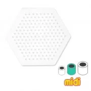 Placa hexagonal 12,5x11,5  cm para cuentas Hama Midi x1