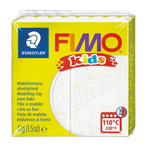 Pasta Fimo kids 42gr Blanco con chispas (n°52)