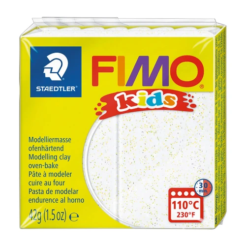 Pasta Fimo kids 42gr Blanco con chispas (n°52)