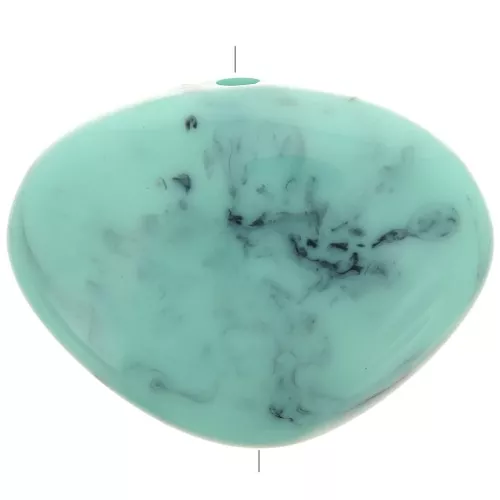 Cuenta plana irregular de resina opaca 20x27 mm - Turquesa jaspeado x1