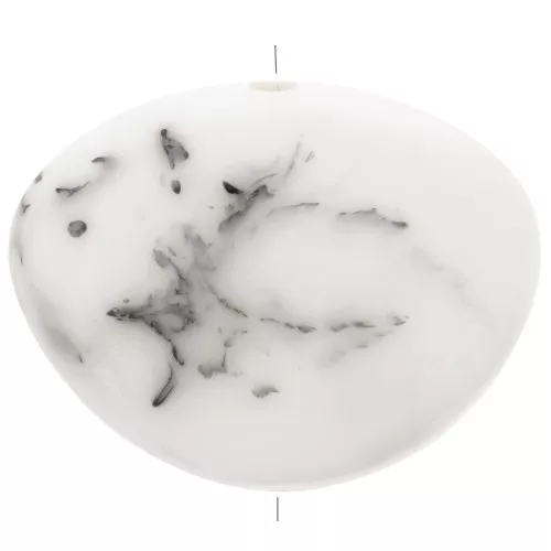Cuenta de resina opaca irregular plana 20x27 mm - Gris jaspeado Blanco x1