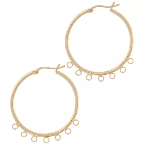 Pendientes de aro de latón de 7 anillos 32 mm - Dorado x2