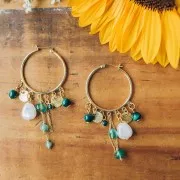 Pendientes de aro de latón de 7 anillos 32 mm - Dorado x2