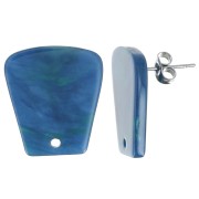 Pendientes trapecio de acetato transparente 21x18mm - Azul jaspeado Verde x2