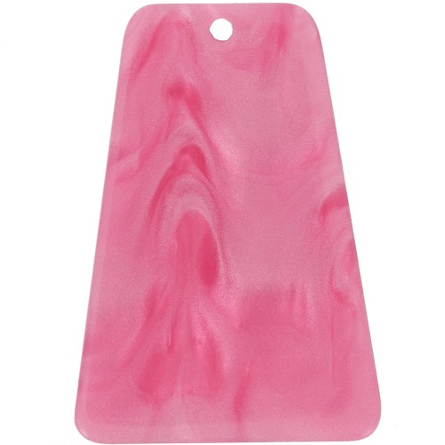Colgante trapezoidal de acrílico, 33,5 x 23 mm - Rosa nacarado x1