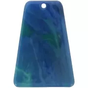 Colgante trapezoidal de 33,5 x 23 mm de acetato transparente - Efecto marmolado azul y verde x1