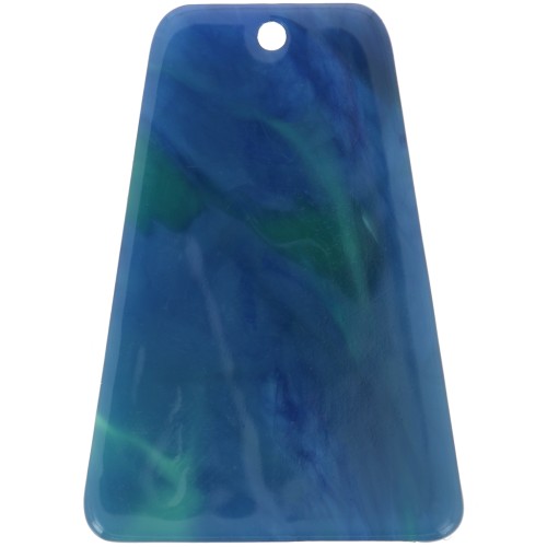 Colgante trapezoidal de 33,5 x 23 mm de acetato transparente - Efecto marmolado azul y verde x1