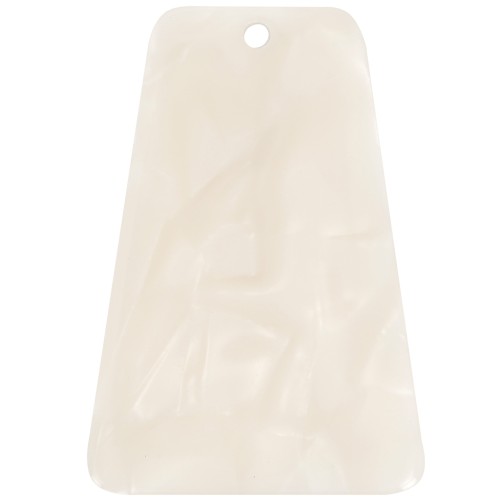 Colgante trapezoidal de 33,5 x 23 mm de acetato - Efecto marmolado color crema x1