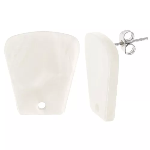 Pendientes trapecio de acetato 21x18 mm - Crema Mármol x2