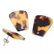 Pendientes Trapecio de Acetato 21x18mm - Carey - Marrón - Negro x2