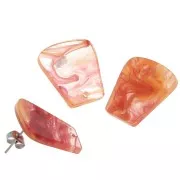 Pendientes trapecio acrílico transparente 21x18mm - Naranja jaspeado Rojo x2