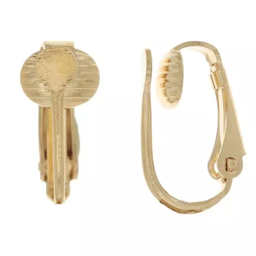 Pendientes de clip para orejas no perforadas 16x7 mm - Dorado x2