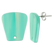 Pendientes trapecio de acetato transparente 21x18mm - Verde Turquesa jaspeado x2|raw }}