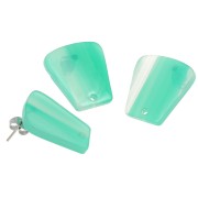 Pendientes trapecio de acetato transparente 21x18mm - Verde Turquesa jaspeado x2